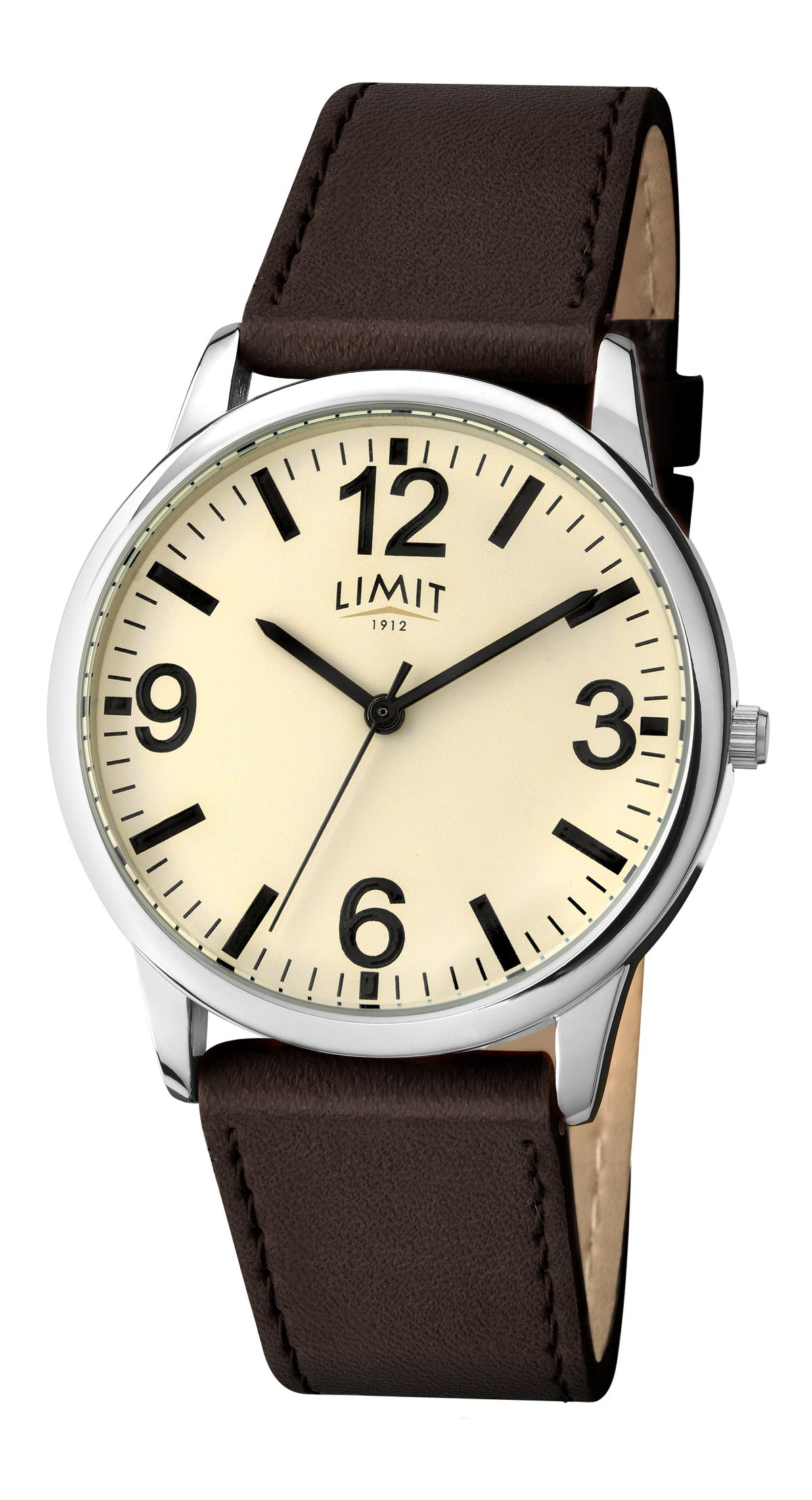 Limit Classic Beige Dial Brown PU Strap Gents Watch 5614
