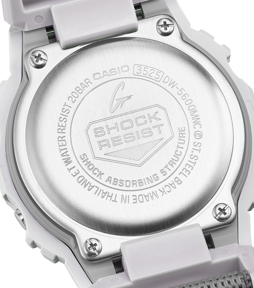 Casio G-Shock Mens Digital Watch with White Dial and Yellow FIDLOCK Strap DW-5600MNC-7A8ER