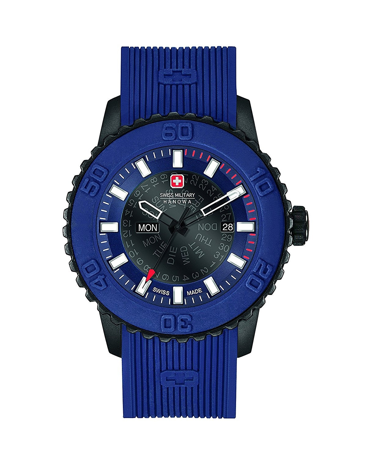 Swiss Military Men's Quartz Watch with Blue Dial Analogue Display and Blue Nylon Strap 6-4281.27.003