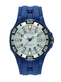 Swiss Military Men's Quartz Watch with Green Dial Analogue Display and Blue Silicone Strap 6-4292.23.009.03