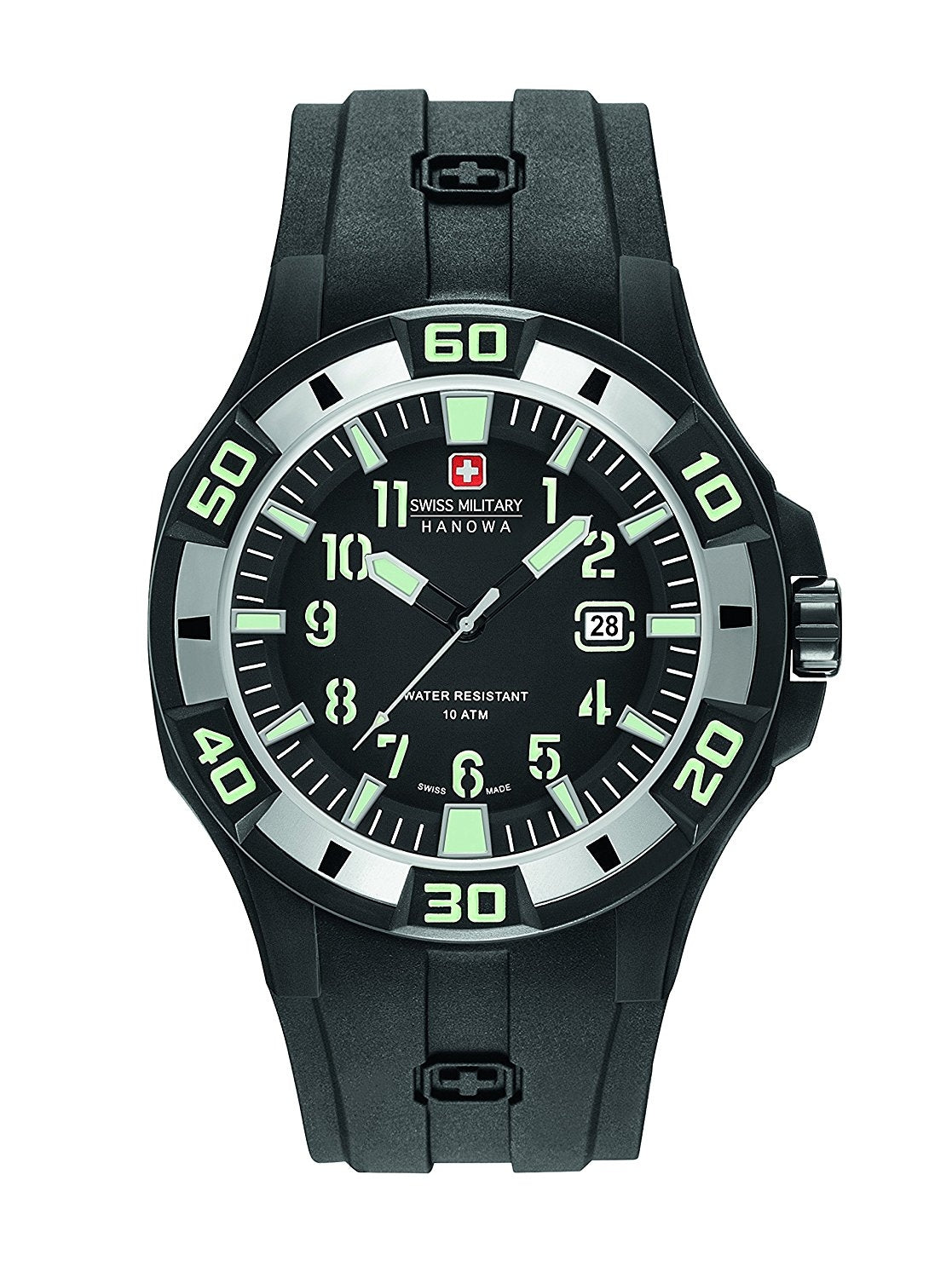 Swiss Military Men's Quartz Watch with Black Dial Analogue Display and Black Silicone Strap 6-4292.27.007.07