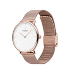 Nordgreen Native Bundle Scandinavian Rose Gold Ladies Watch with Rose Mesh & Brown Leather Straps