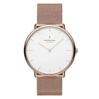 Nordgreen Native Bundle Scandinavian Rose Gold Ladies Watch with Rose Mesh & Brown Leather Straps