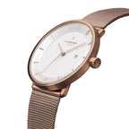 Nordgreen Philosopher Scandinavian Rose Gold Unisex Watch with Rose Gold Mesh Strap
