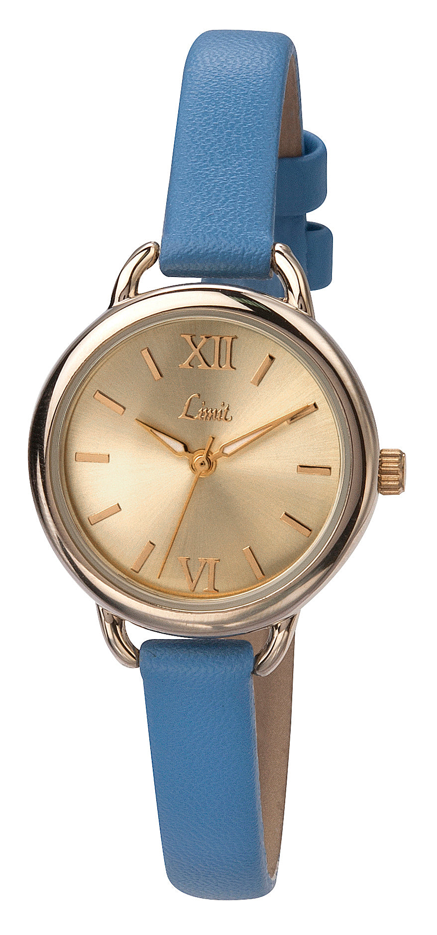 Limit Women's Quartz Watch with Gold Dial Analogue Display and Blue Polyurethane Strap 6099.01