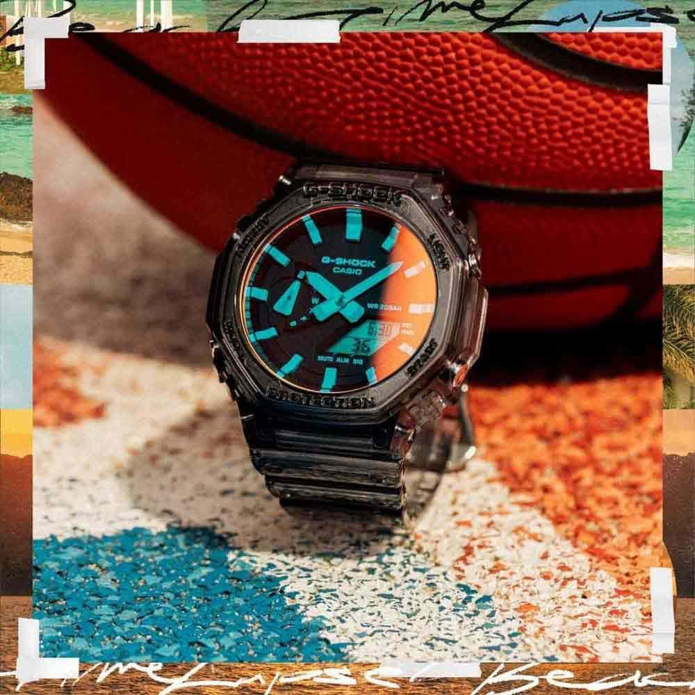 Casio G-Shock Mens Analogue-Digital Watch with Grey Jelly Strap GA-2100TLS-8AER