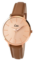 Limit Classic Rose Gold Dial Beige / Tan Brown PU Strap Ladies Watch 6128
