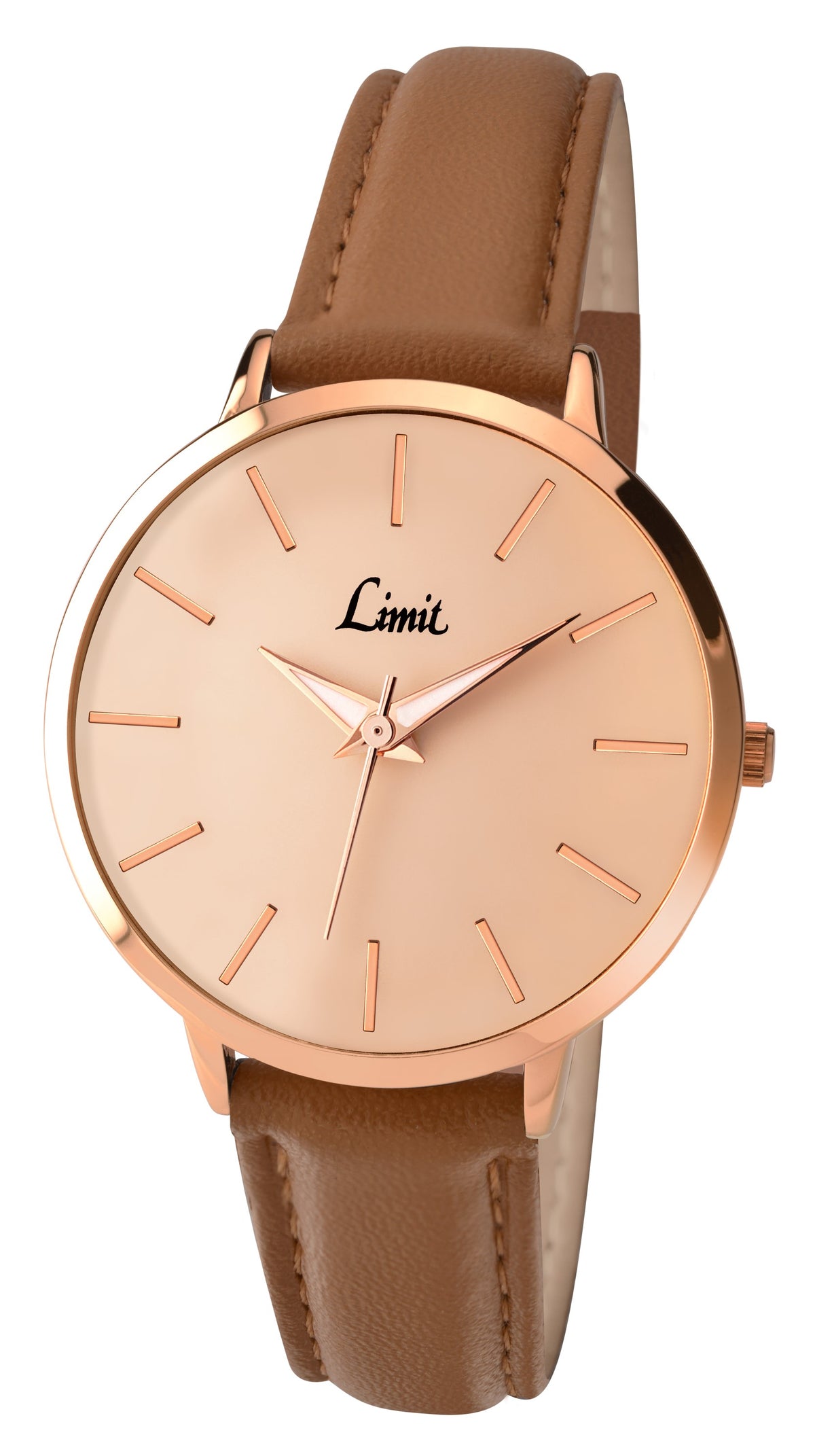 Limit Classic Rose Gold Dial Beige / Tan Brown PU Strap Ladies Watch 6128