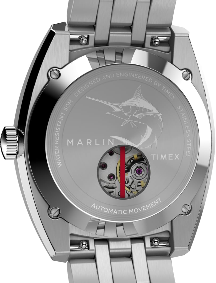 Timex Marlin Automatic Mens Watch With Black Dial and Silver Strap TW2W58800UK