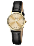 Limit Ladies Watch With Gold Dial Analogue Display And Black PU Leather Strap 6154