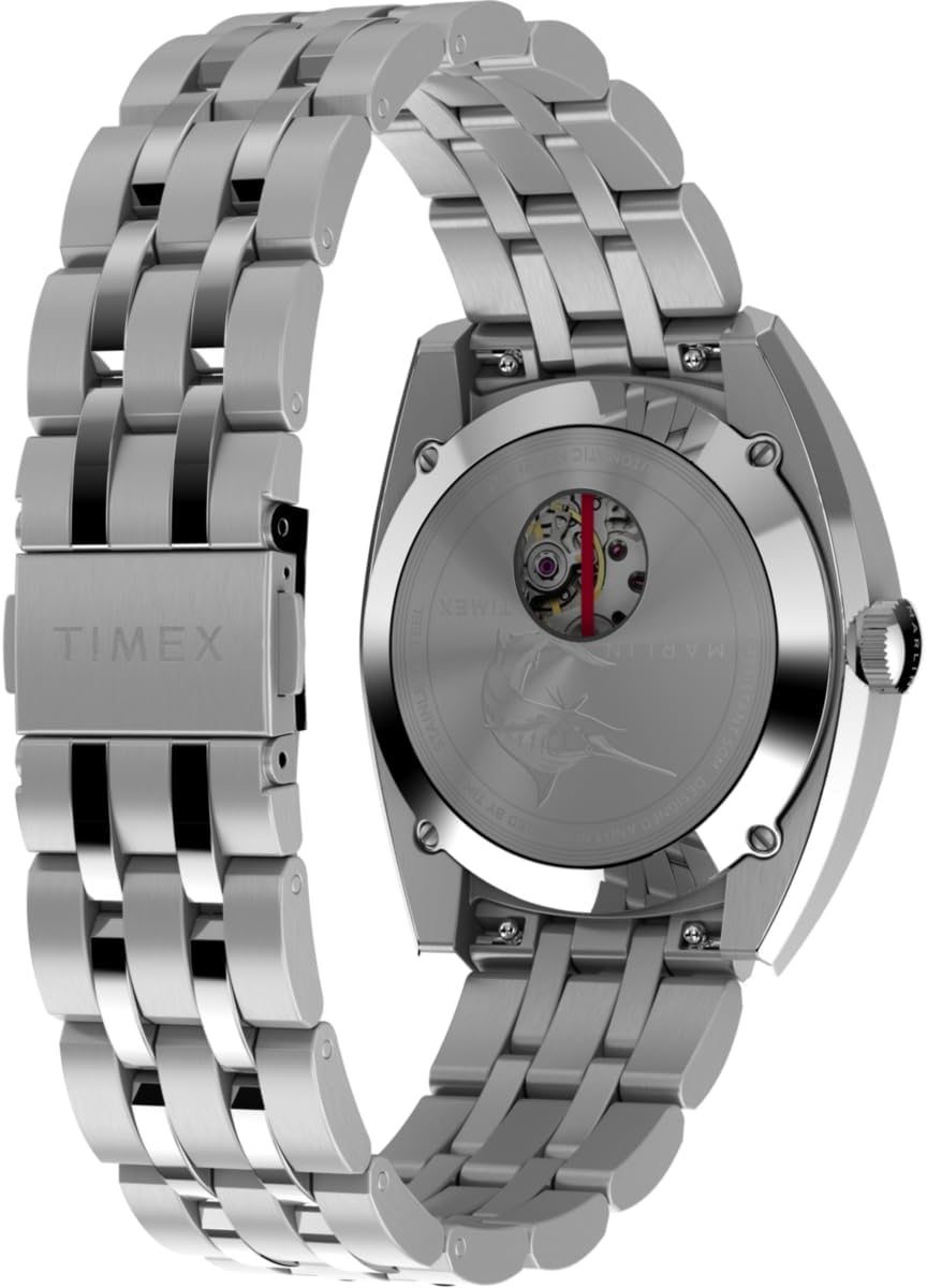 Timex Marlin Automatic Mens Watch With Black Dial and Silver Strap TW2W58800UK