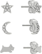 Radley Ladies Street Silver Plated Stone Set Moon and Star Triple Pack Studded Earrings RYJ1355S