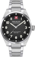 Swiss Military Mens Watch with Black Dial and Silver Strap SMWGG0001503