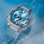 Casio G-Shock Mens Analogue-Digital Watch with Blue Dial and Clear Strap GA-2100BM-7A2ER