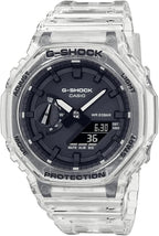 Casio G-Shock Mens Analogue-Digital Watch with Black Dial and Clear Strap GA-2100SKE-7AER