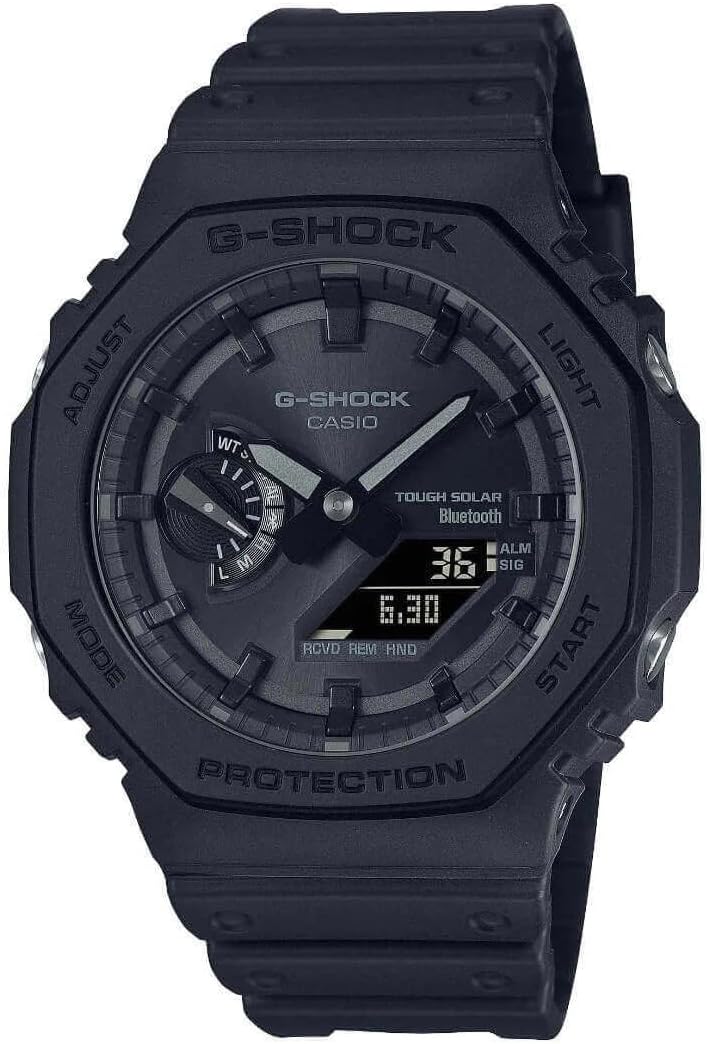 Casio G-Shock Gwylio Analog-Ddigidol i Ddynion gyda Deial Du a Strap Du GA-B2100-1A1ER