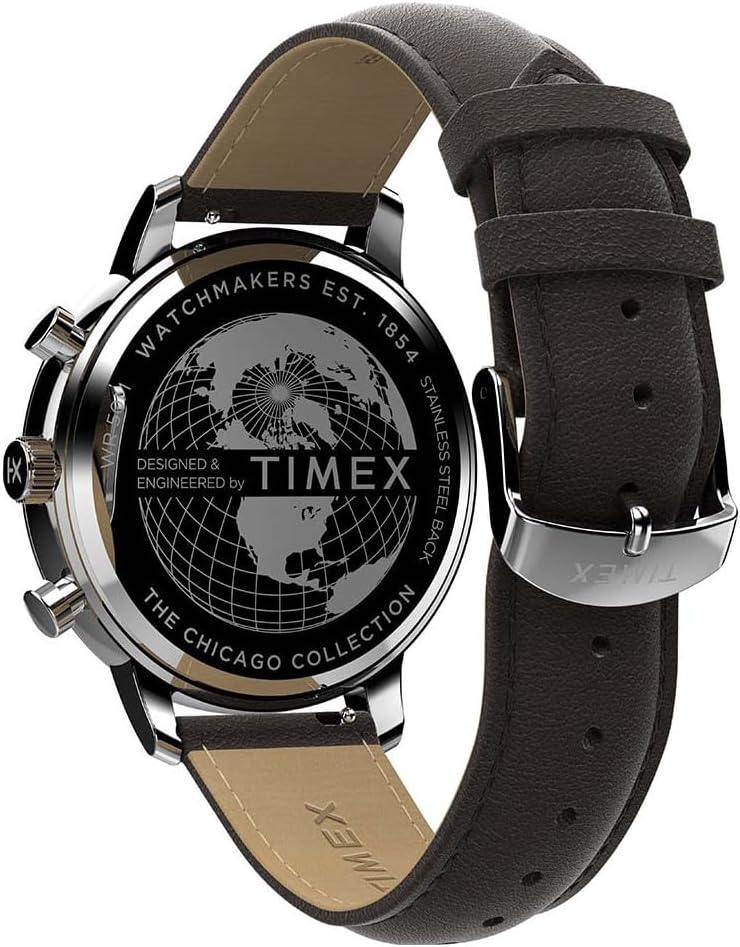 Timex Men's Watch with Blue Dial and Brown Leather Strap TW2W76200