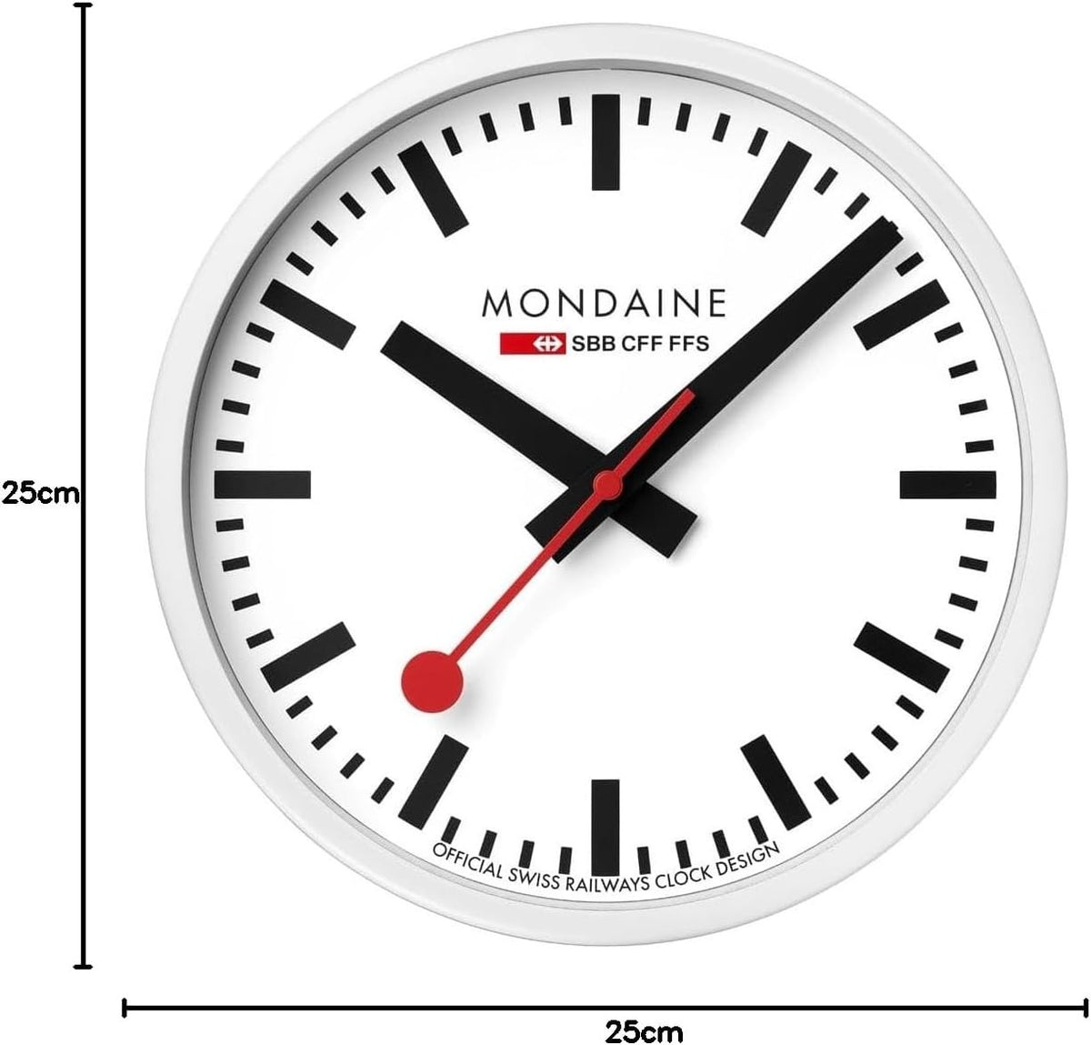Mondaine Wall Clock with White Face and White Case A990.CLOCK.10SBB