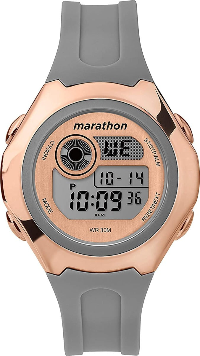 Watsh Digidol Merched Timex Marathon gyda Strap Silicon Llwyd TW5M331004