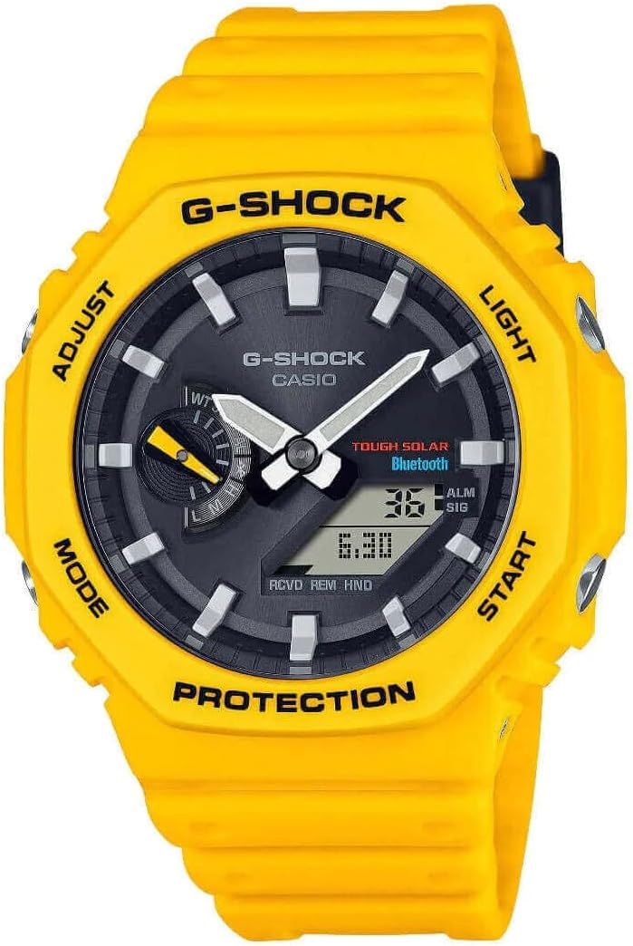 Casio G-Shock Mens Analogue-Digital Watch with Black Dial and Yellow Strap GA-B2100C-9AER