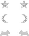 Radley Ladies Street Silver Plated Stone Set Moon and Star Triple Pack Studded Earrings RYJ1355S