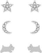 Radley Ladies Street Silver Plated Stone Set Moon and Star Triple Pack Studded Earrings RYJ1355S