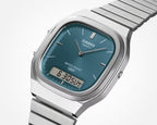 Casio Collection Mens Analogue- Digital Watch with Green Dial and Silver Strap AQ-240E-3AEF