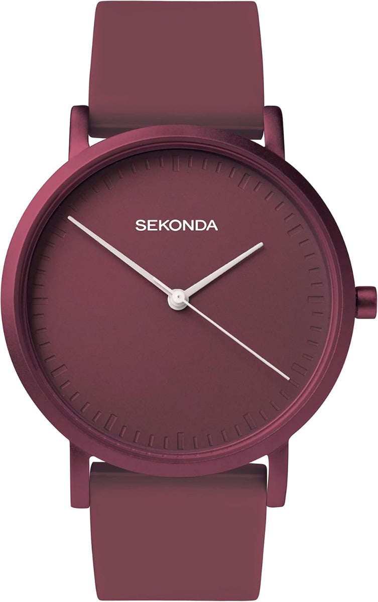 Sekonda Palette Ladies Watch Burgandy Dial & Burgandy Silicone Strap 40554