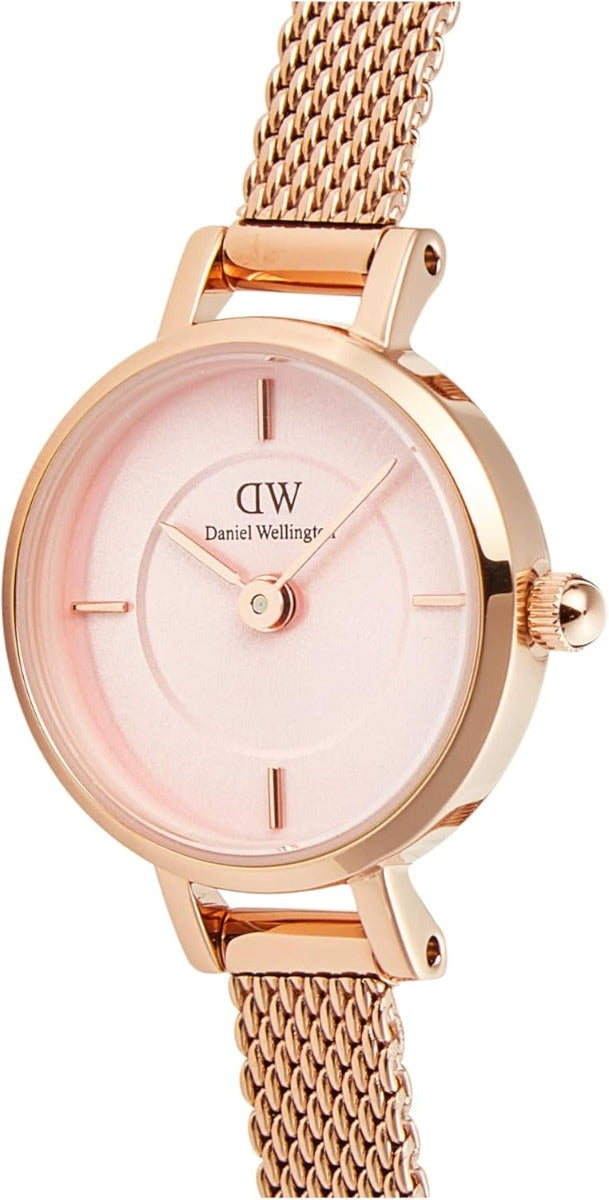 Daniel Wellington Ladies Watch with Pink Dial & Rose Gold Milanese Strap DW00100743