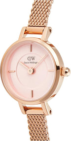 Daniel Wellington Ladies Watch with Pink Dial & Rose Gold Milanese Strap DW00100743