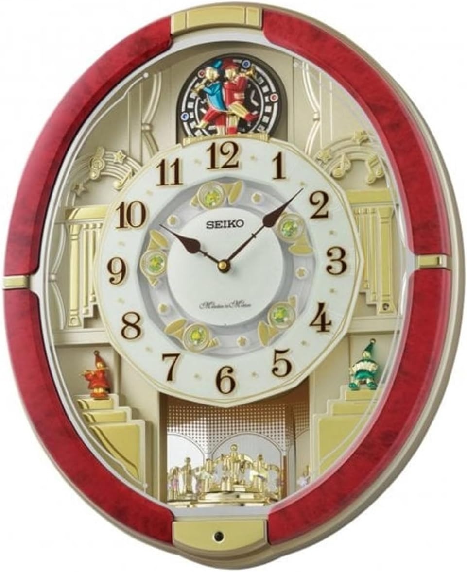 Seiko Melodies in Motion Wall Clock with Wooden Case QXM612R