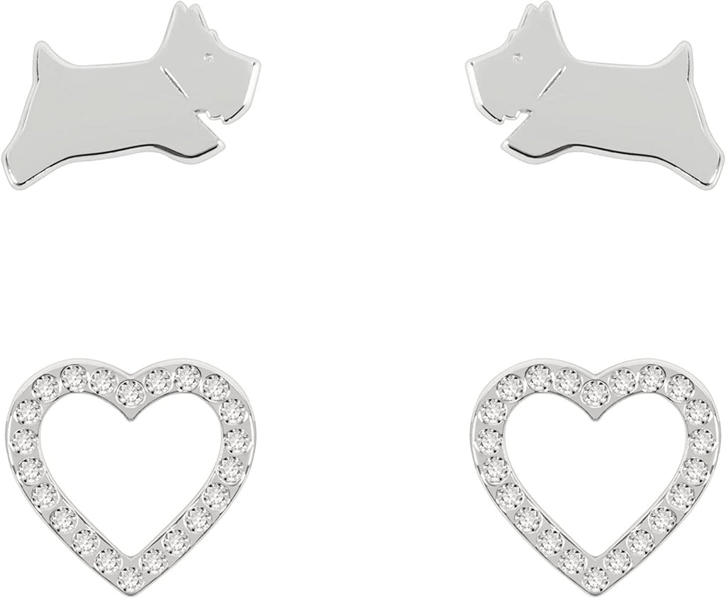 Radley Ladies Sterling Silver Twin pack Jumping Dog and Heart Earrings RYJ1237-CARD