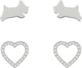 Radley Ladies Sterling Silver Twin pack Jumping Dog and Heart Earrings RYJ1237-CARD