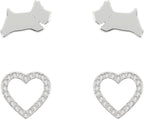 Radley Ladies Sterling Silver Twin pack Jumping Dog and Heart Earrings RYJ1237-CARD