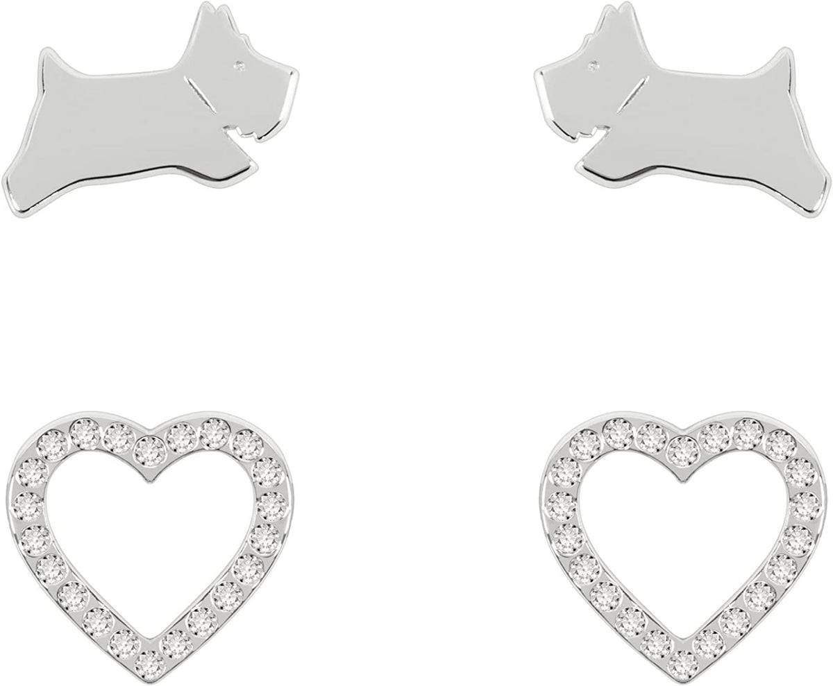 Radley Ladies Sterling Silver Twin pack Jumping Dog and Heart Earrings RYJ1237-CARD