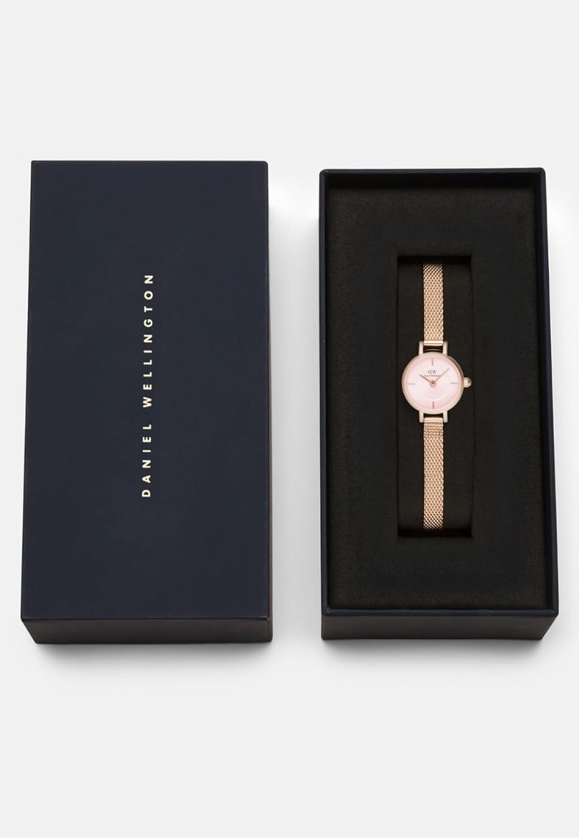 Daniel Wellington Ladies Watch with Pink Dial & Rose Gold Milanese Strap DW00100743