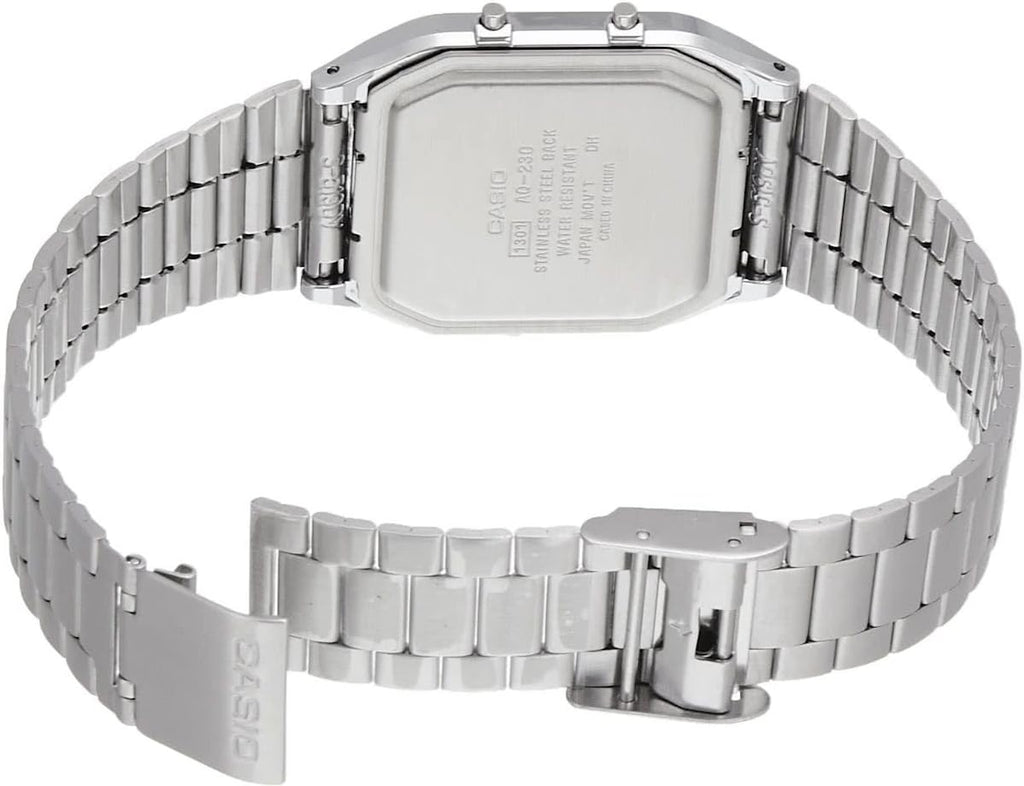 Casio Collection Mens Analogue- Digital Watch with Green Dial and Silver Strap AQ-230A-3AMQYES