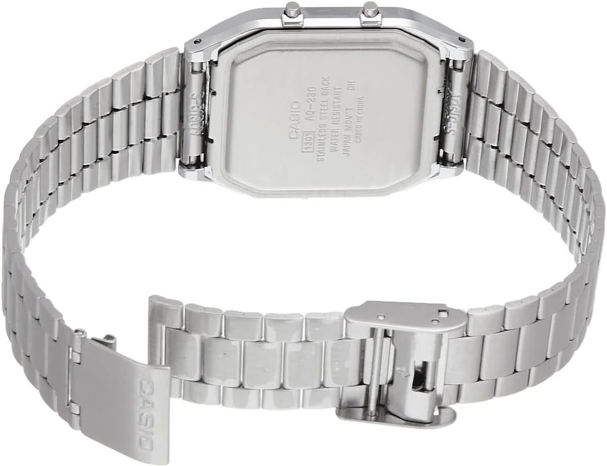Casio Collection Mens Analogue- Digital Watch with Green Dial and Silver Strap AQ-230A-3AMQYES
