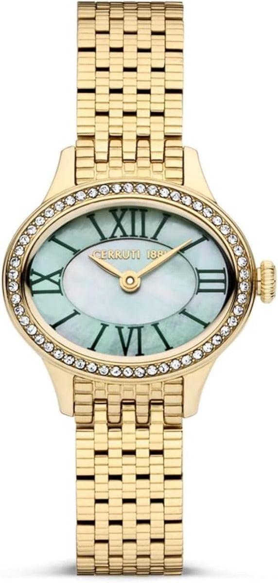 Cerruti Ladies Watch with Green MOP Dial and Gold Bracelet CIWLG0012203