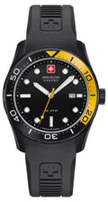 Swiss Military Aqualiner Men's Quartz Watch with Black Dial Analogue Display and Black Silicone Strap 6-4213.13.007.11
