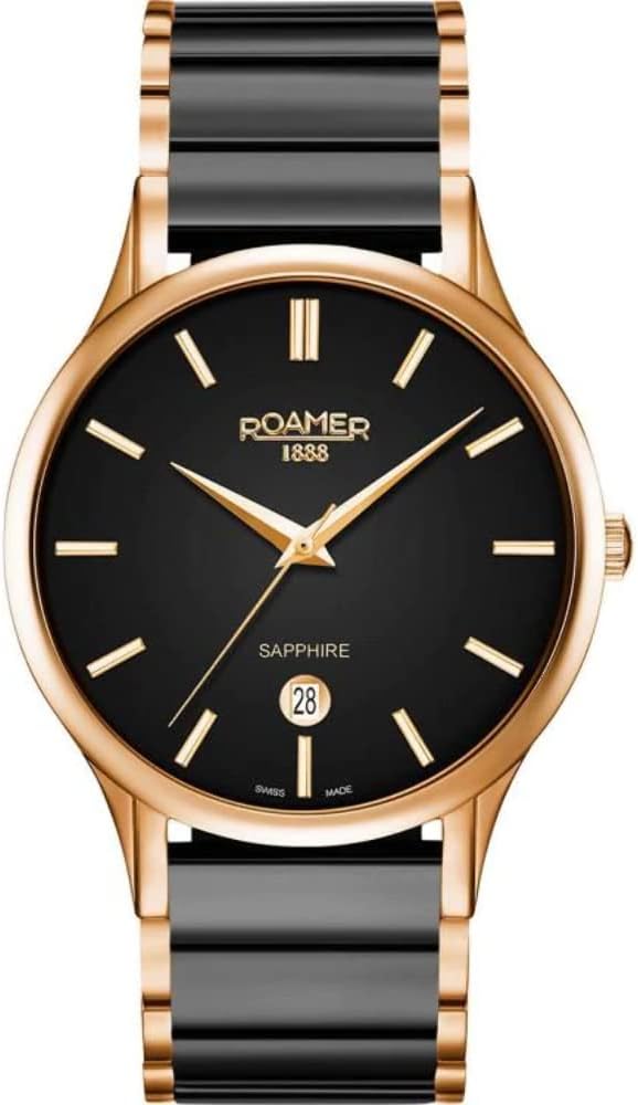 Roamer C-Line Mens Watch with Black Dial and Black Ceramic Bracelet 657833 49 55 60