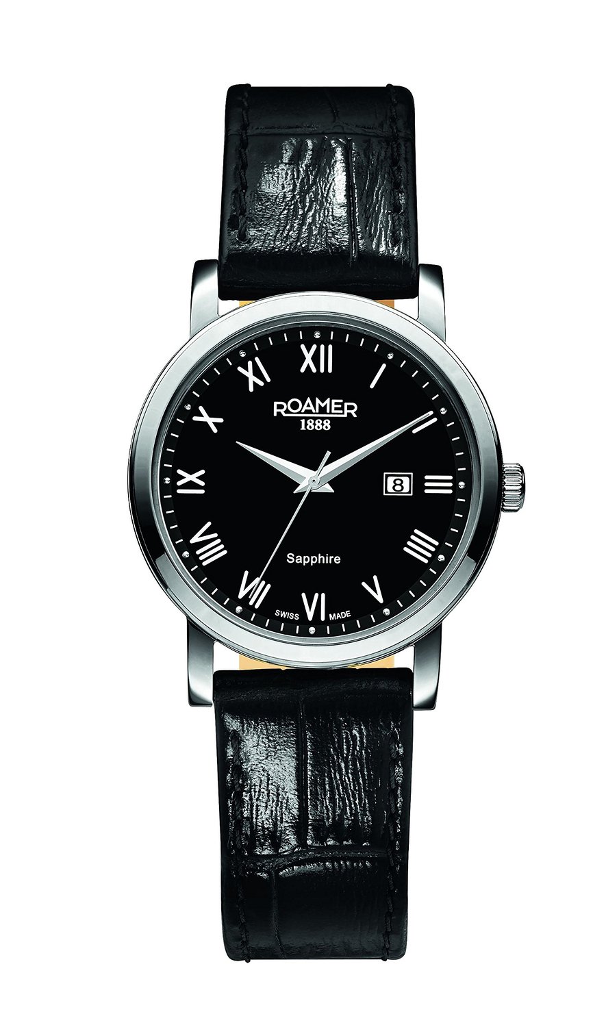Roamer of Switzerland Classic Line Women's Quartz Watch with Black Dial Analogue Display and Black Leather Strap 709844 41 52 07