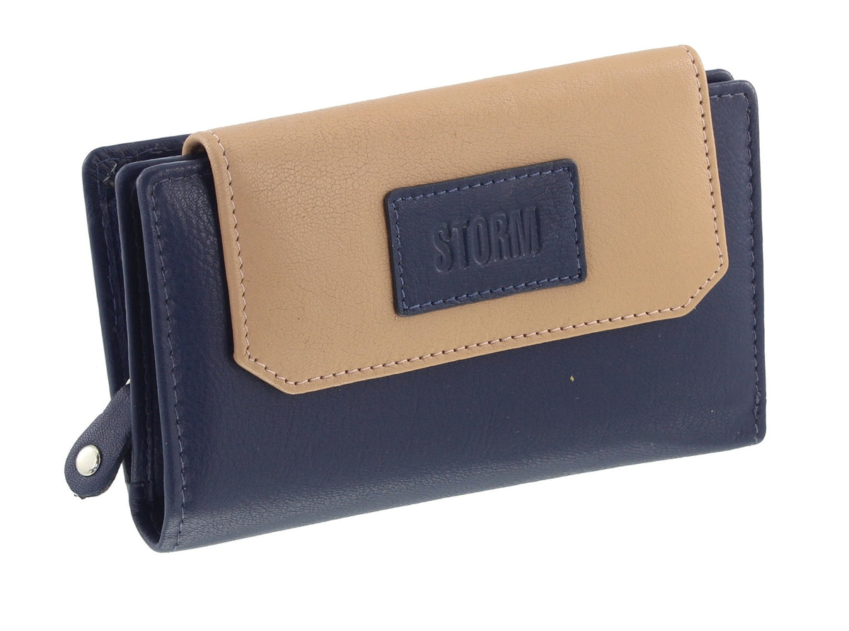 Storm Embassy Ladies Medium Navy and Cream Leather Purse
