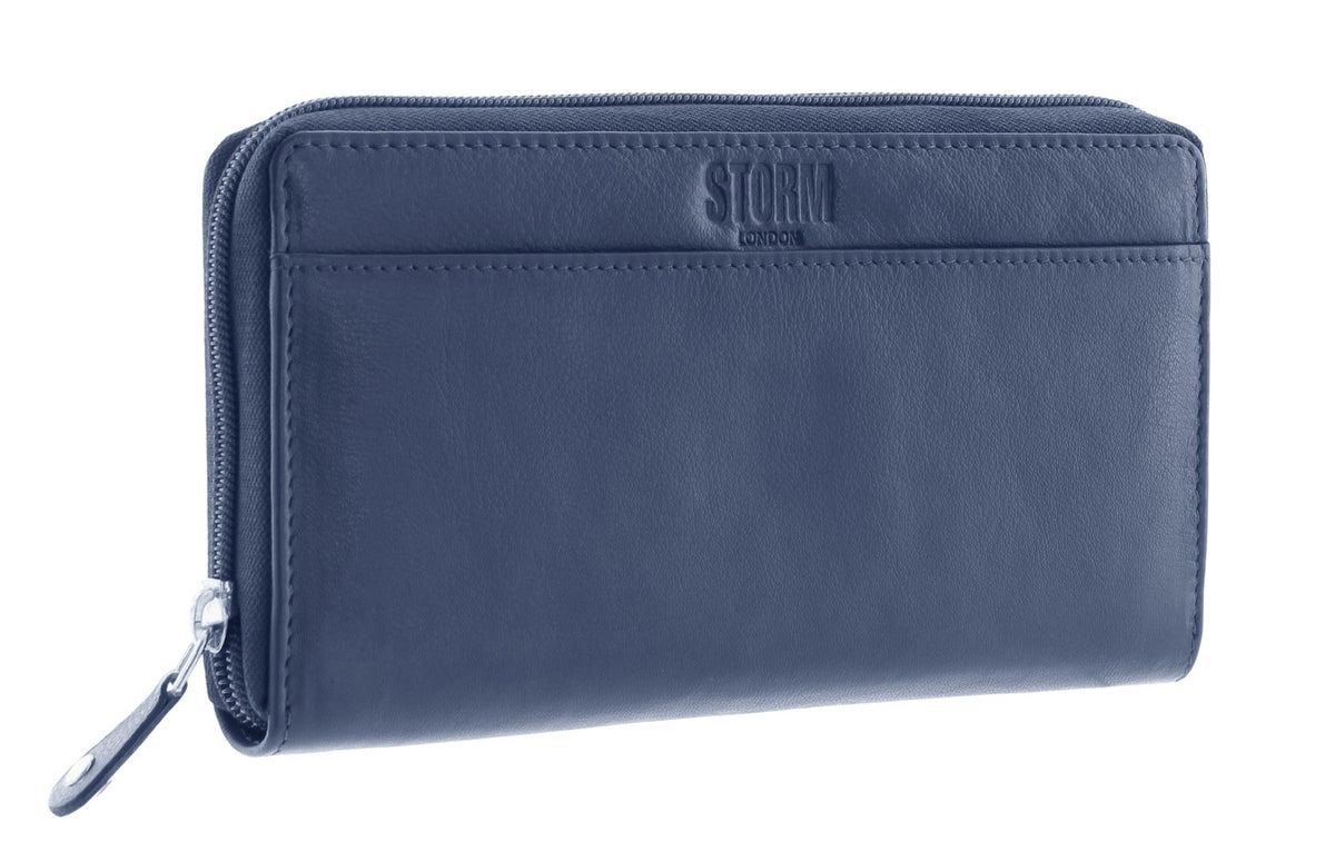 Storm Seabrook Ladies Large Navy Leather Purse