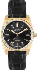 Gwylio Accurist Origin i Fenywod gyda Deial Du a Strap Lledr 70014