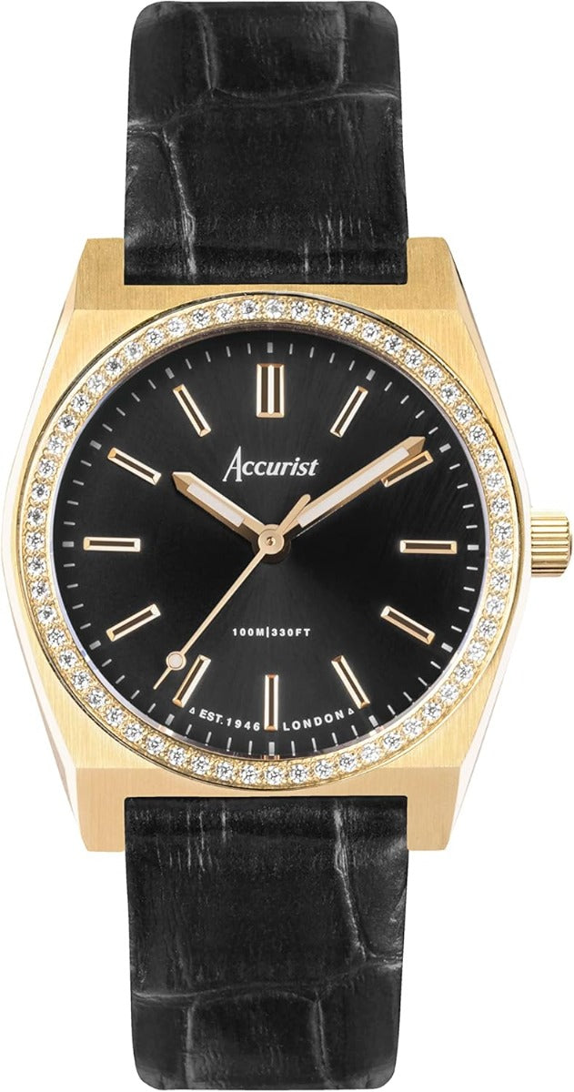 Accurist Origin Ladies Watch with Black Dial and Leather Strap 70014