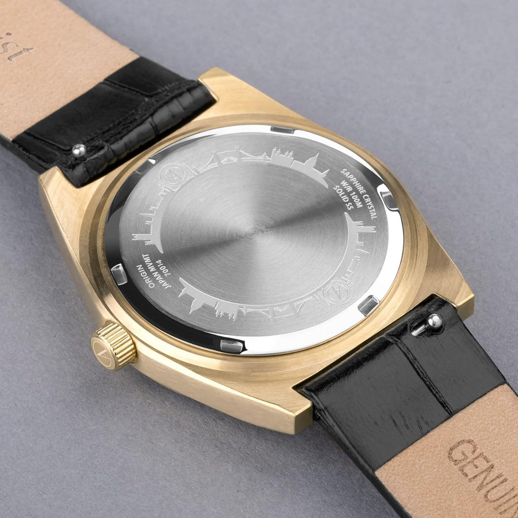 Gwylio Accurist Origin i Fenywod gyda Deial Du a Strap Lledr 70014