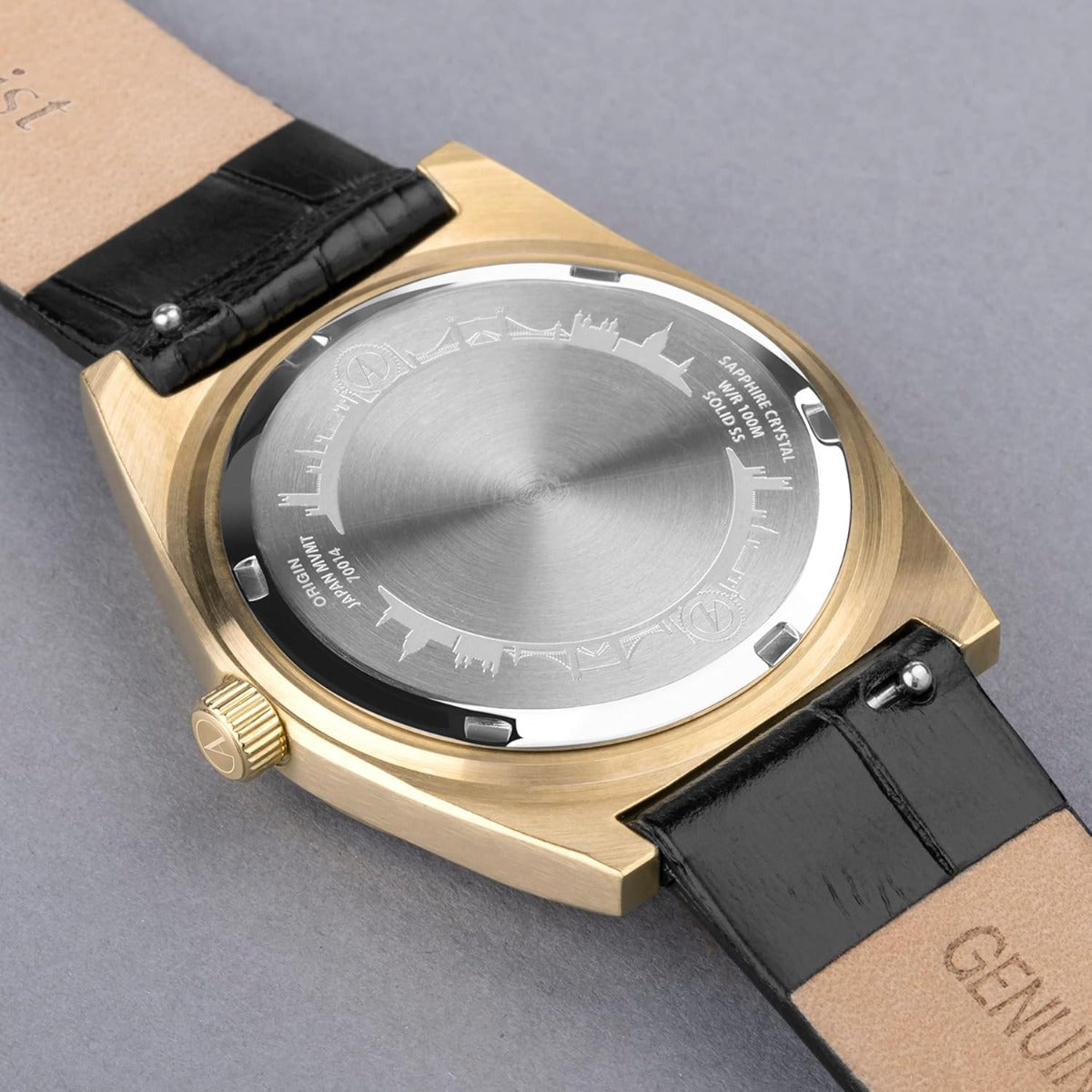 Gwylio Accurist Origin i Fenywod gyda Deial Du a Strap Lledr 70014