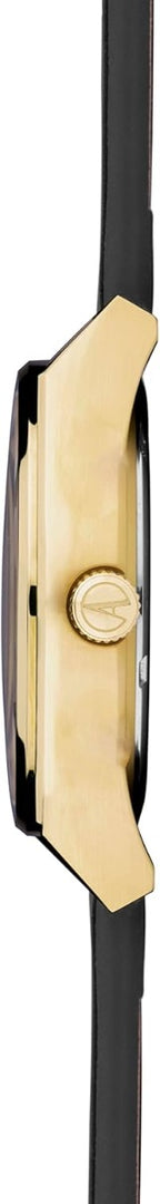 Gwylio Accurist Origin i Fenywod gyda Deial Du a Strap Lledr 70014