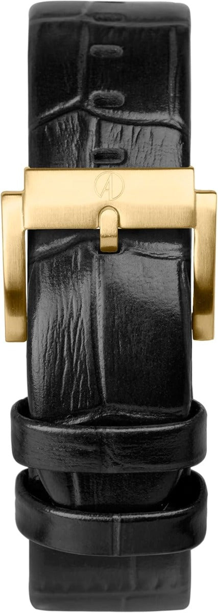 Gwylio Accurist Origin i Fenywod gyda Deial Du a Strap Lledr 70014